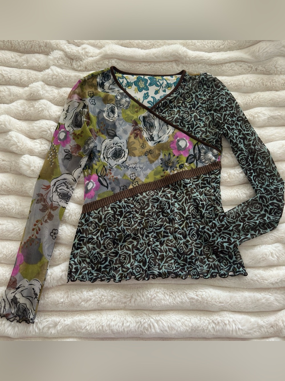 Vintage Y2K sheer mesh blouse